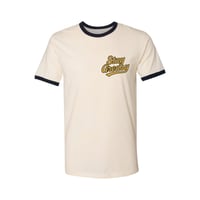 Image 1 of Stay Greasy Cream/Midnight Navy Tee - Gold Logo