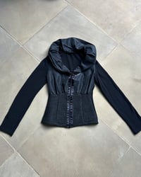 Image 3 of FITTED ZIP UP RUFFLE TOP