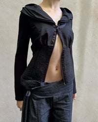 Image 2 of FITTED ZIP UP RUFFLE TOP