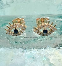 14k solid diamond evil eye with eyelashes styds