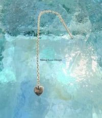 14k solid gold 2 inch dangling heart chain ear threader