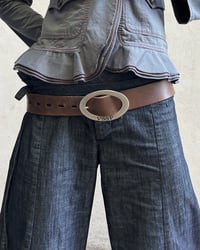 Image 1 of OVAL BUCKLE GENUINE LEATHER BELT
