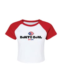 Image 1 of  BENITO BOWL WHITE AND RED BABY TEE CROP TOP