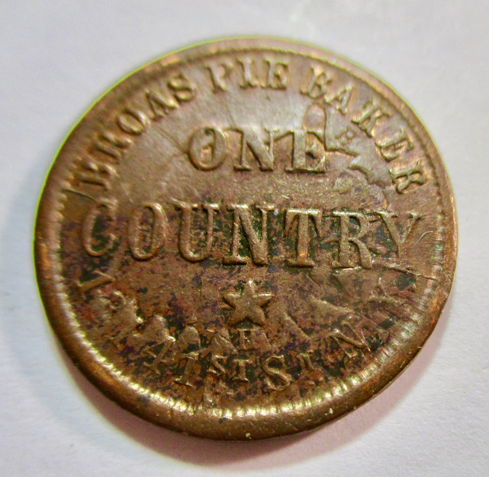 #109-CIVIL WAR SALE: NEW YORK BROAS BAKERS SHATTERED DIE, BOTH SIDES--HIGH GRADE!