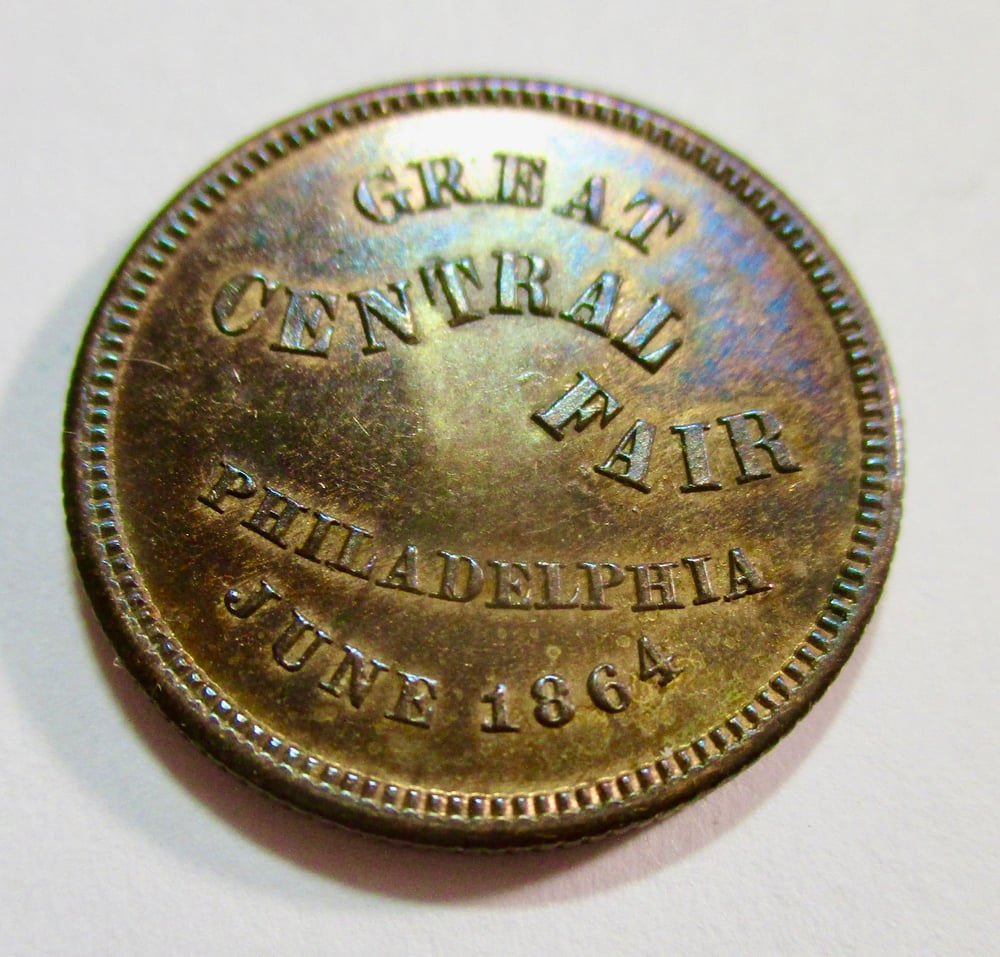 #105-CIVIL WAR SALE: TONED GEM BU+TOKEN  SANITARY COMMISSION/GREAT CENTRAL FAIR
