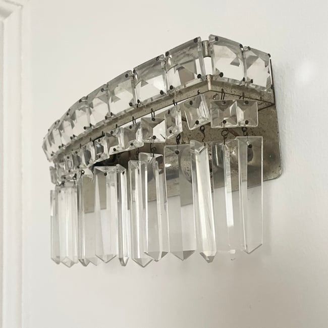 Salvaged Art Deco Crystal Wall Lights