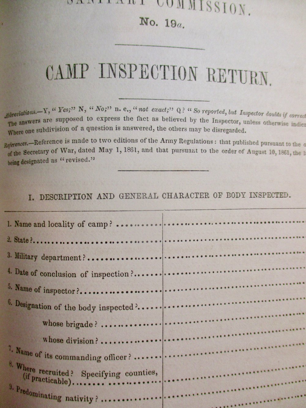 #104-CIVIL WAR SALE: VOLUME ONE OF THE COMPLETE REPORTS OF THE U.S. SANITARY COMMISSION  