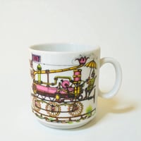 Image 1 of Mug en porcelaine blanche vintage Kronester Bavaria - Machine à vapeur imaginaire