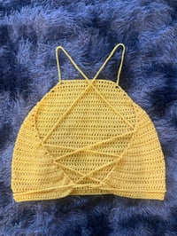Image 2 of Foreign Yellow Crochet Halter Top