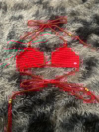 Image 1 of Foreign Red Crochet Bikini Top