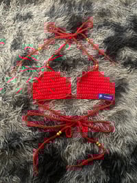 Image 2 of Foreign Red Crochet Bikini Top