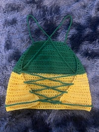 Image 2 of Foreign Green & Yellow Crochet Halter Top