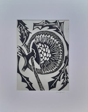 Abstract Flower Linocut Print