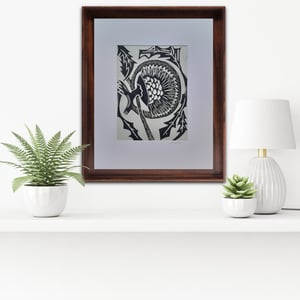 Abstract Flower Linocut Print