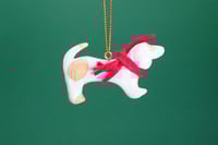 Image 3 of Dachsund hand made and hand painted clay dog Christmas ornament