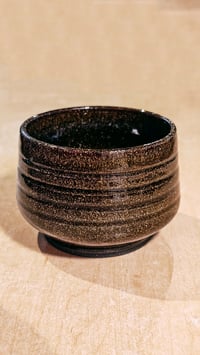 Four Band Obsidian Tea Cup