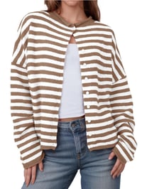 Image 2 of Striped Button Up Cardigan 