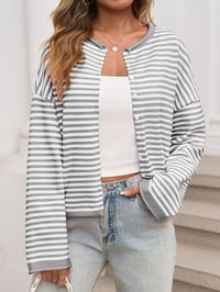 Image 4 of Striped Button Up Cardigan 