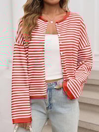 Image 1 of Striped Button Up Cardigan 