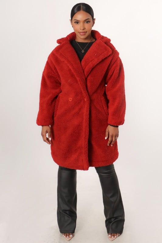 Image of TEDDY BEAR FUR COAT (red)