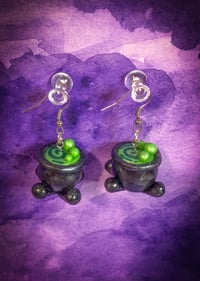 Image 4 of Witch's Cauldron Polymer Clay Earrings CLEARANCE!!!