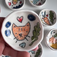 Image 1 of Tiny Porcelain Drawing Dish Orange Cat