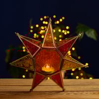 Image 1 of Coloured Glass Hanging Star Lantern by Namaste