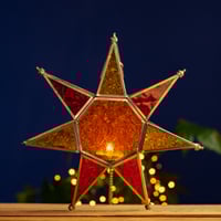 Image 2 of Coloured Glass Hanging Star Lantern by Namaste