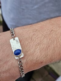 Image 3 of Mens Bracelet - Lapis Lazuli Gemstone with Wave