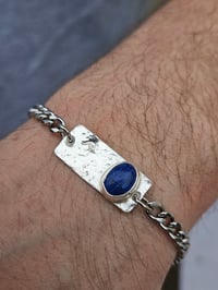Image 2 of Mens Bracelet - Lapis Lazuli Gemstone with Wave