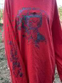 Image 1 of longsleeve red kitty reaper tee