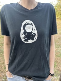 Image 1 of sad cat v neck tee