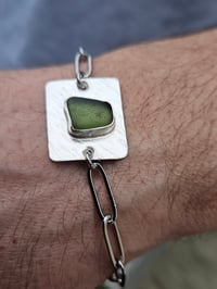 Image 1 of Mens Bracelet - Green Cornish Seaglass 