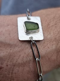 Image 2 of Mens Bracelet - Green Cornish Seaglass 
