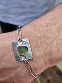 Image 4 of Mens Bracelet - Green Cornish Seaglass 