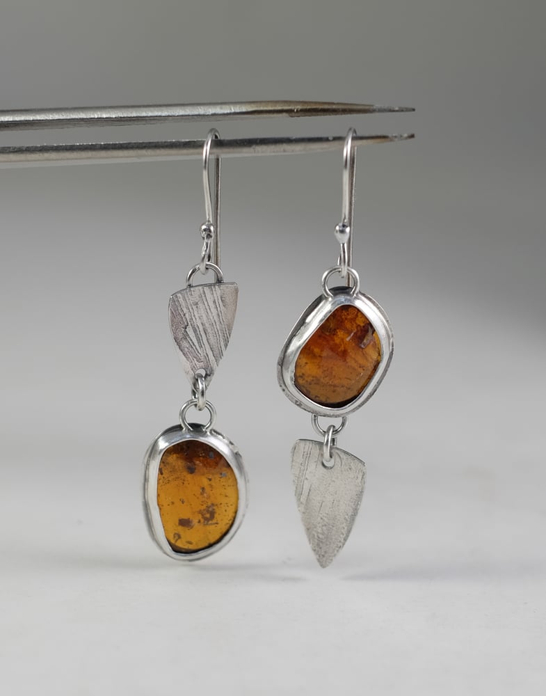 Image of Orange Kyanite, Rose Cut, Sterling Earrings
