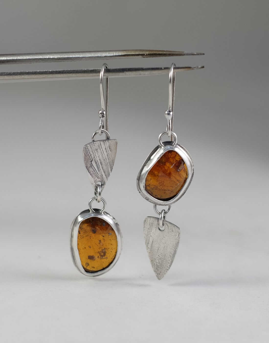 Image of Orange Kyanite, Rose Cut, Sterling Earrings