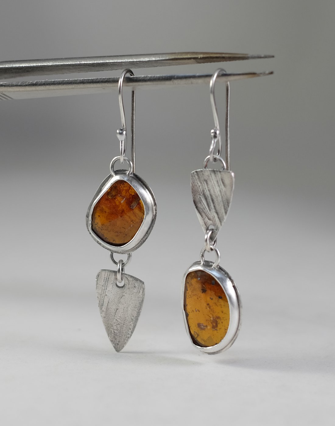 Image of Orange Kyanite, Rose Cut, Sterling Earrings