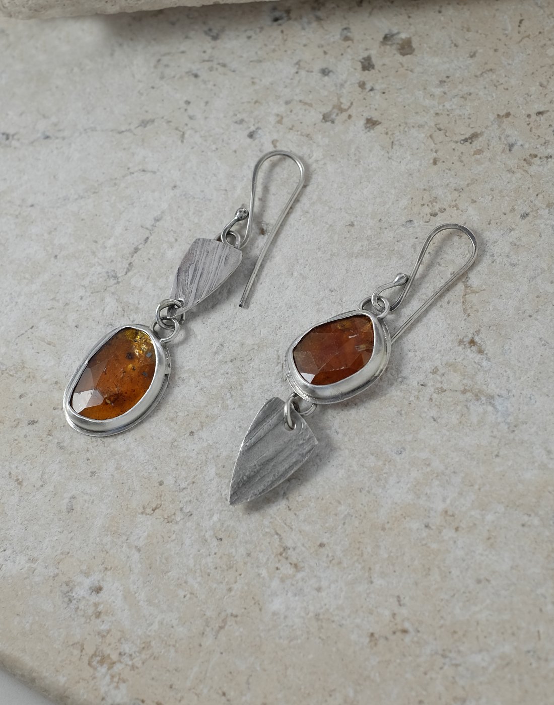 Image of Orange Kyanite, Rose Cut, Sterling Earrings