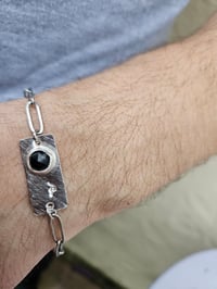 Image 5 of Mens Bracelet - Green Moss Agate Gemstone 