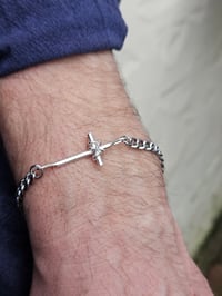 Image 1 of Mens Bracelet - Cross with Wire 