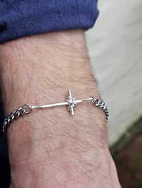 Image 3 of Mens Bracelet - Cross with Wire 
