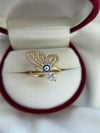 Blue Evil Eye Mariposa Adjustable Ring