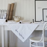 Image 1 of hand stitched tablecloth - milk