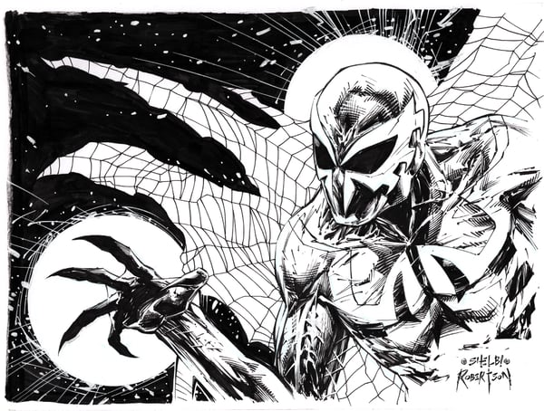 Image of SPIDER-MAN 2099 ORIGINAL ART BY SHELBY ROBERTSON 9" x 12"