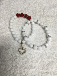 Image 1 of 264 Red & White Christmas Bracelet Set