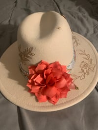 Image 3 of “This Girl Loves Jesus” Butterfly Hand-burned Panama Narrow Brim Hat