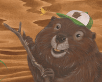 Image 6 of "Wild Foodies- Beaver and Woodpecker" Original Painting