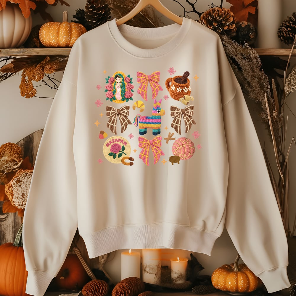 Image of MEXICAN NAVIDAD COLLAGE CREWNECK SWEATER