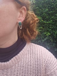 Image 2 of Stud Earrings - Chrysocolla Gemstone 